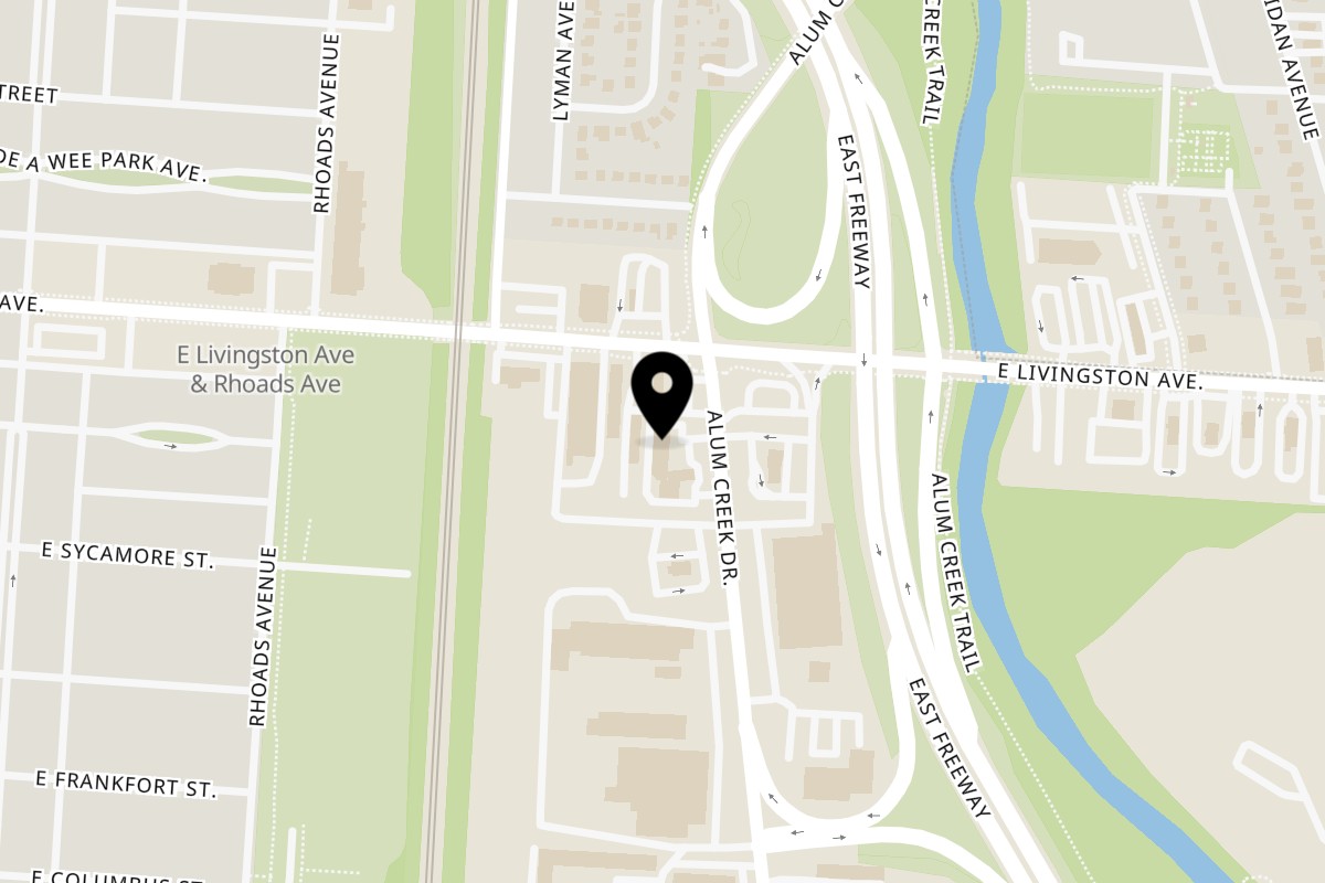 Map showing the location of M&M Chicken & Fish on 981 Alum Creek Dr in Columbus